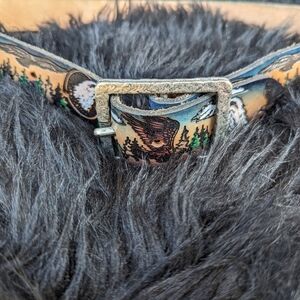 New Leather Embossed and tooled belt. Dyed & sealed Size 34 American Bald Eagle